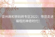 亚州麻和转码砖专区2022：带您走进编程的神奇时代！