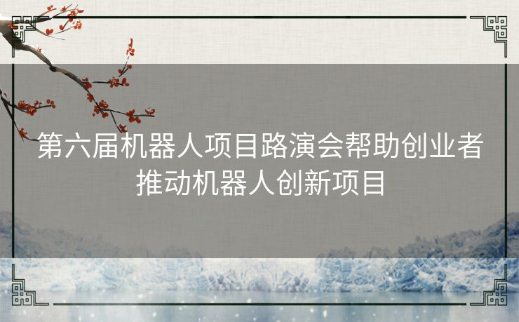 第六届机器人项目路演会帮助创业者推动机器人创新项目