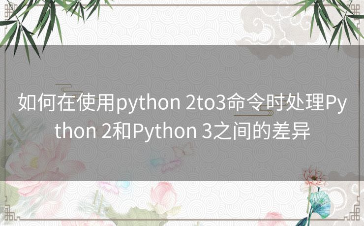 如何在使用python 2to3命令时处理Python 2和Python 3之间的差异