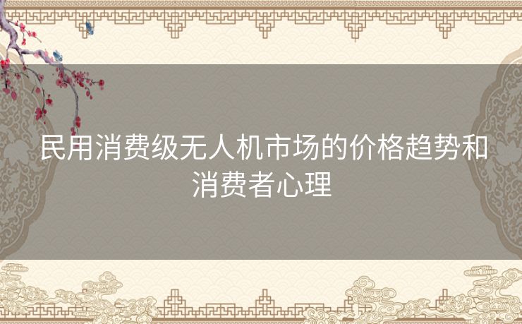 民用消费级无人机市场的价格趋势和消费者心理