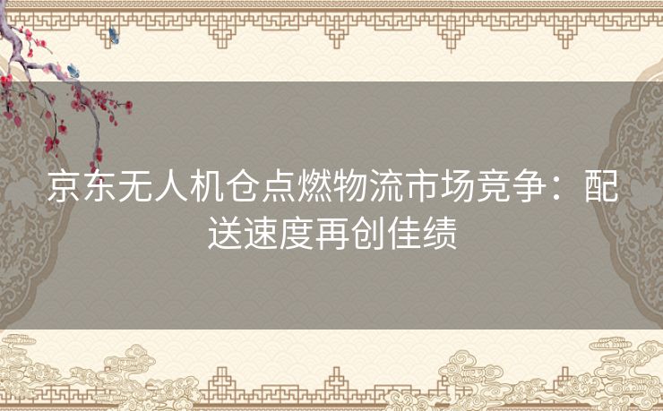 京东无人机仓点燃物流市场竞争：配送速度再创佳绩