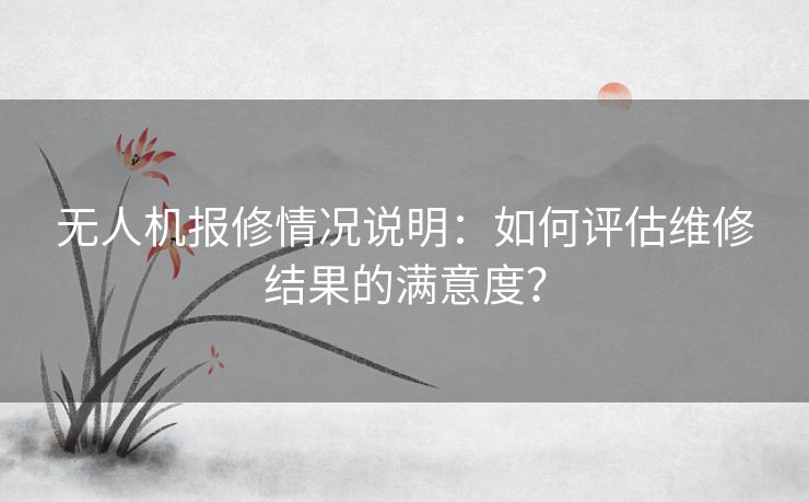 无人机报修情况说明：如何评估维修结果的满意度？