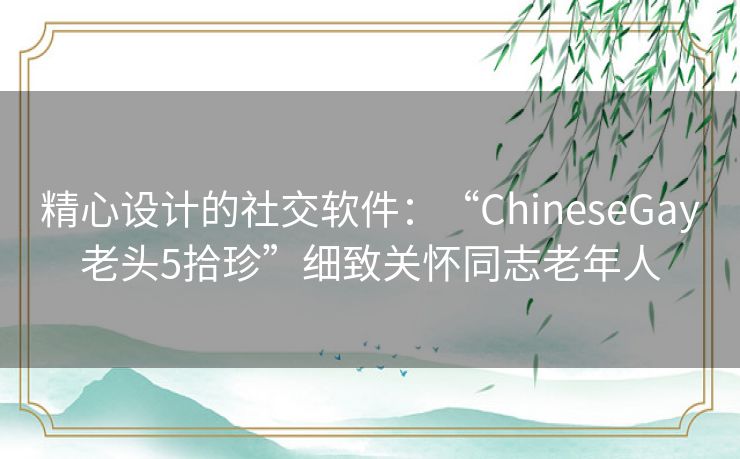 精心设计的社交软件：“ChineseGay老头5拾珍”细致关怀同志老年人