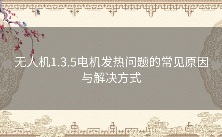 无人机1.3.5电机发热问题的常见原因与解决方式