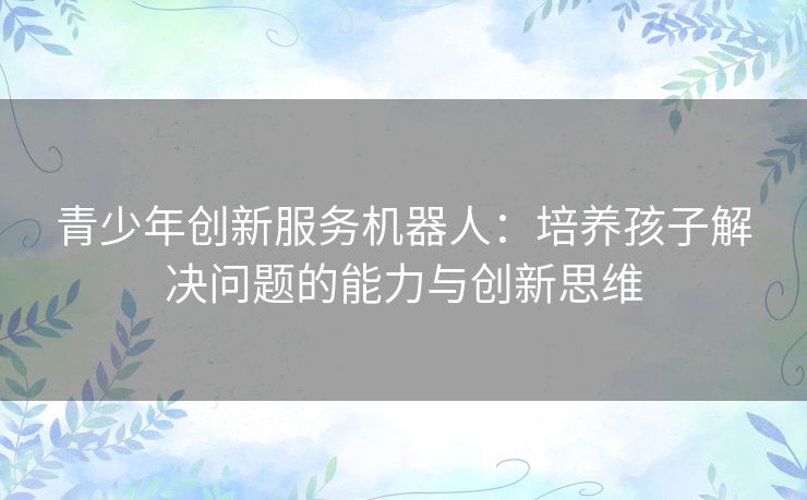 青少年创新服务机器人：培养孩子解决问题的能力与创新思维