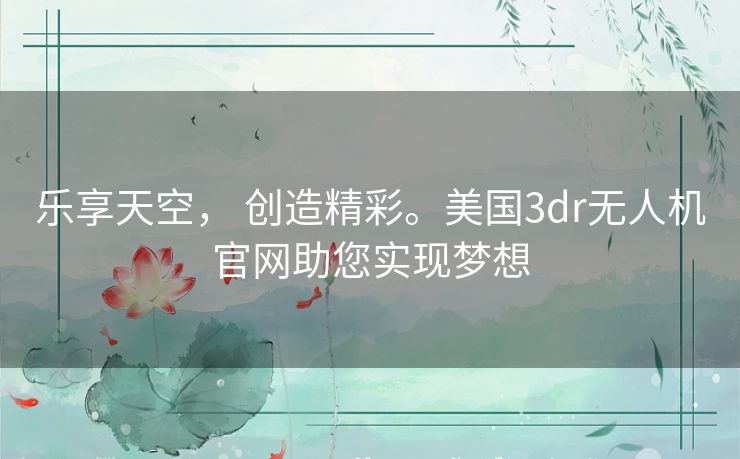 乐享天空， 创造精彩。美国3dr无人机官网助您实现梦想