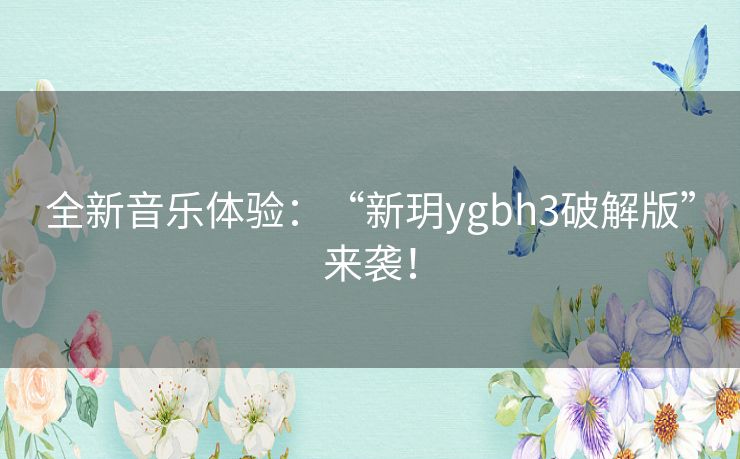 全新音乐体验：“新玥ygbh3破解版”来袭！