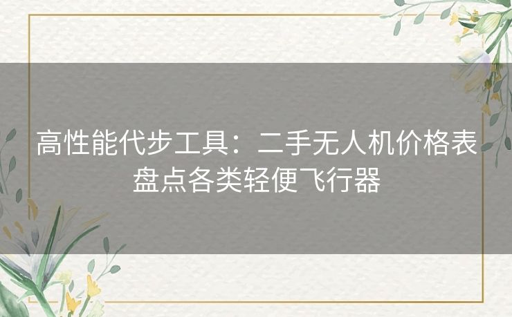 高性能代步工具：二手无人机价格表盘点各类轻便飞行器