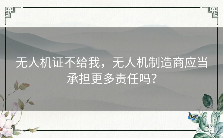 无人机证不给我，无人机制造商应当承担更多责任吗？