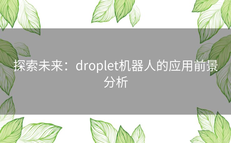 探索未来：droplet机器人的应用前景分析