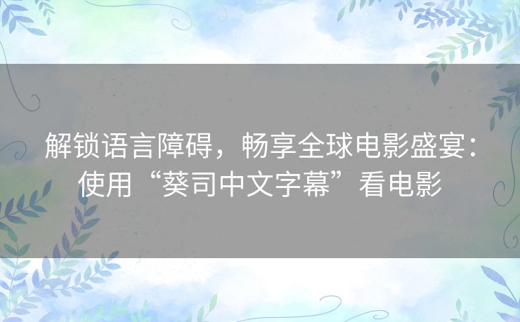 解锁语言障碍，畅享全球电影盛宴：使用“葵司中文字幕”看电影