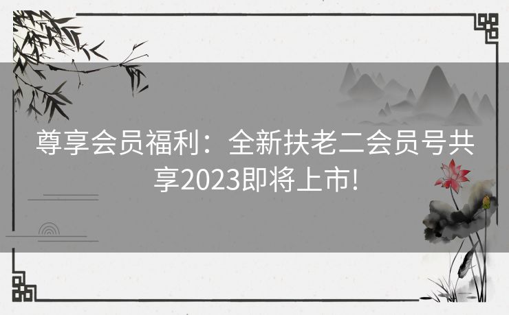 尊享会员福利：全新扶老二会员号共享2023即将上市!