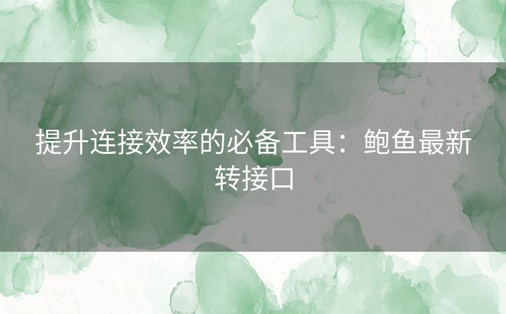 提升连接效率的必备工具：鲍鱼最新转接口