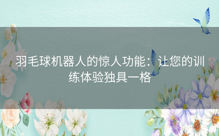 羽毛球机器人的惊人功能：让您的训练体验独具一格