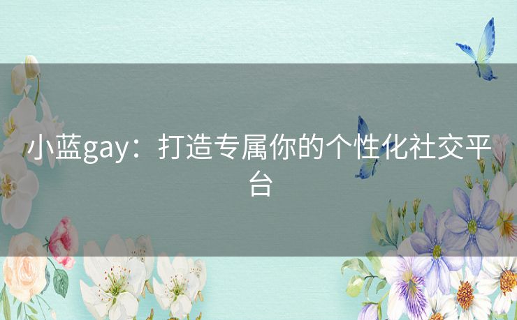 小蓝gay：打造专属你的个性化社交平台