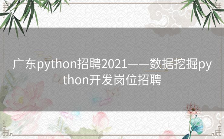 广东python招聘2021——数据挖掘python开发岗位招聘