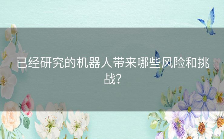 已经研究的机器人带来哪些风险和挑战？