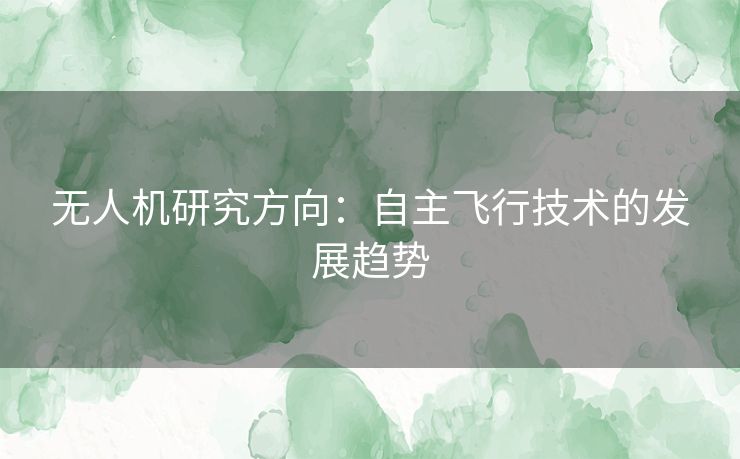 无人机研究方向：自主飞行技术的发展趋势