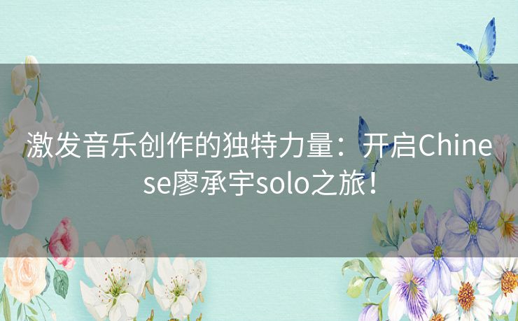 激发音乐创作的独特力量：开启Chinese廖承宇solo之旅！