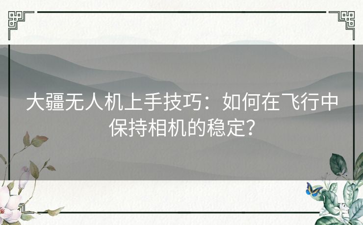 大疆无人机上手技巧：如何在飞行中保持相机的稳定？