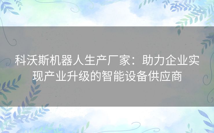 科沃斯机器人生产厂家：助力企业实现产业升级的智能设备供应商