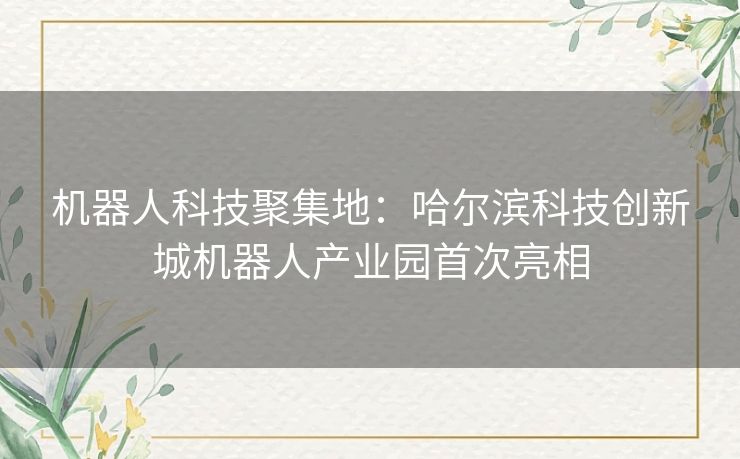 机器人科技聚集地：哈尔滨科技创新城机器人产业园首次亮相