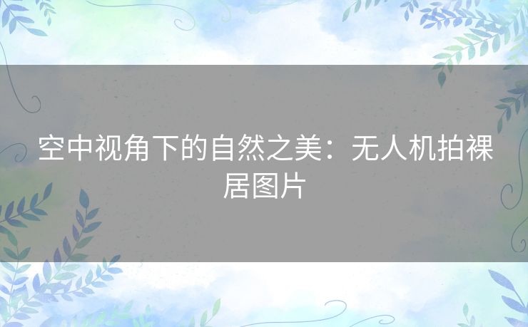 空中视角下的自然之美：无人机拍裸居图片