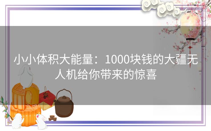 小小体积大能量：1000块钱的大疆无人机给你带来的惊喜