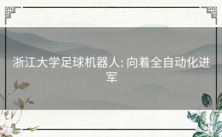 浙江大学足球机器人: 向着全自动化进军