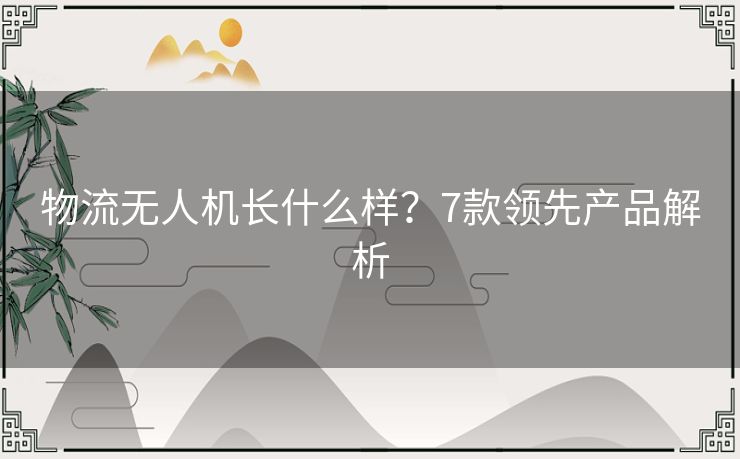 物流无人机长什么样？7款领先产品解析