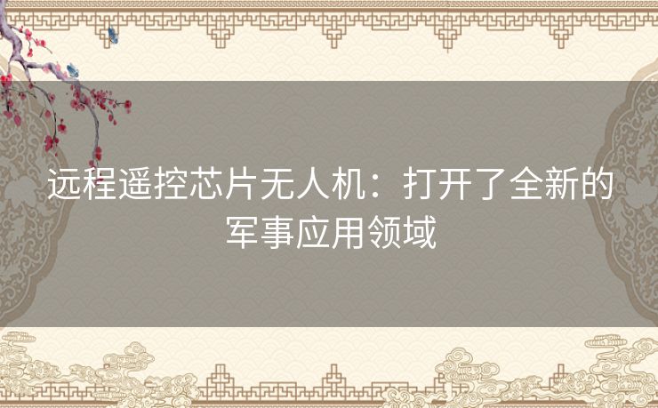 远程遥控芯片无人机：打开了全新的军事应用领域