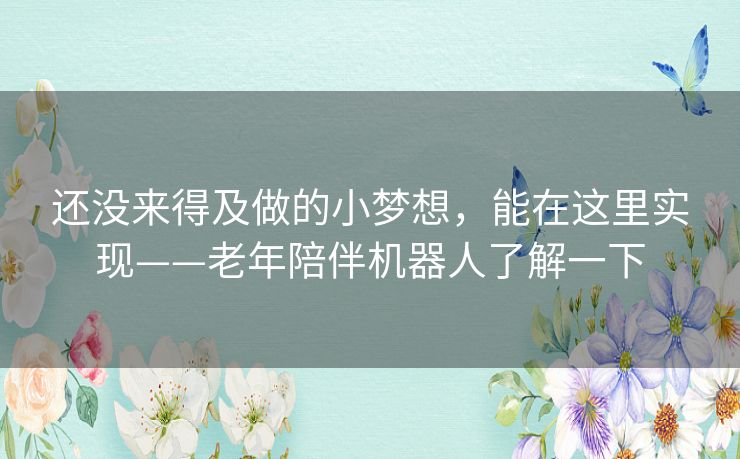 还没来得及做的小梦想，能在这里实现——老年陪伴机器人了解一下