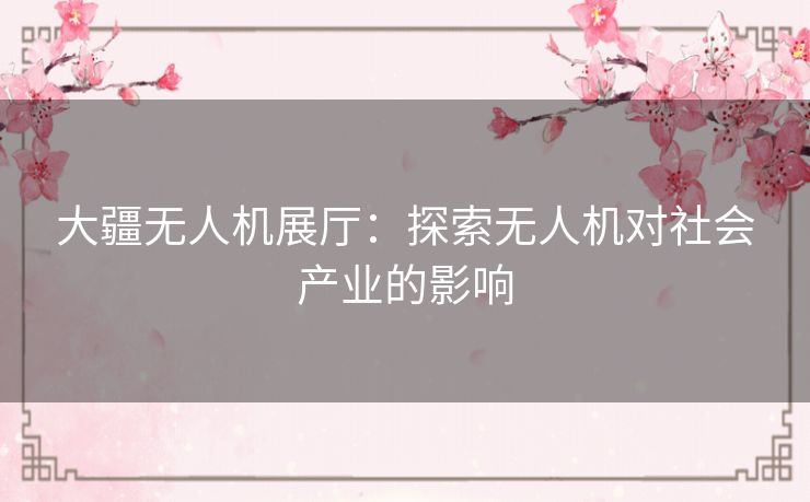 大疆无人机展厅：探索无人机对社会产业的影响