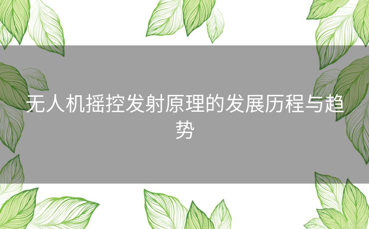 无人机摇控发射原理的发展历程与趋势