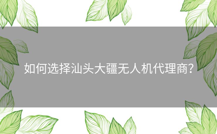 如何选择汕头大疆无人机代理商？