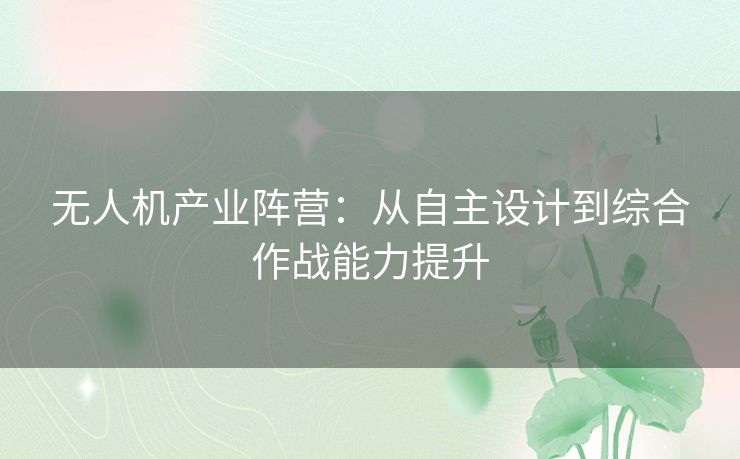 无人机产业阵营：从自主设计到综合作战能力提升