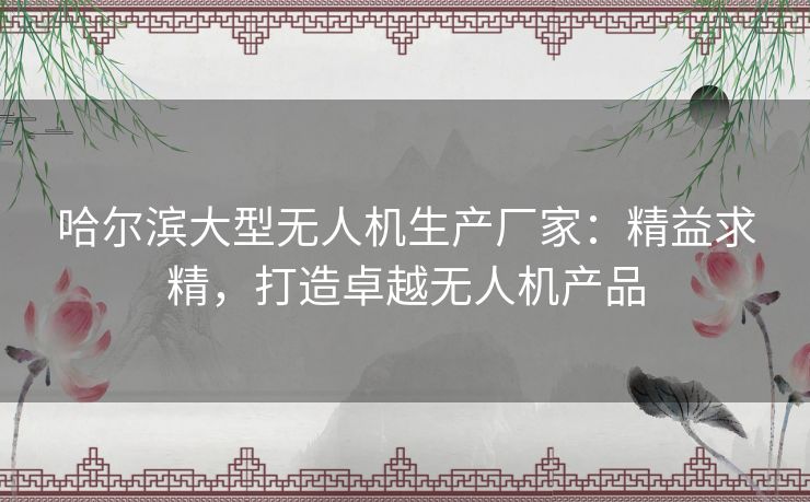 哈尔滨大型无人机生产厂家：精益求精，打造卓越无人机产品