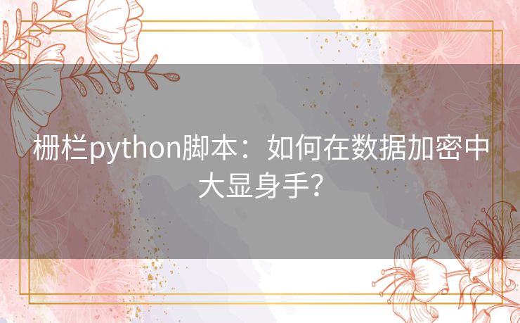 栅栏python脚本：如何在数据加密中大显身手？