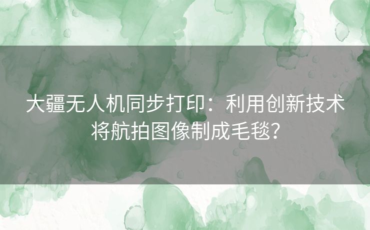 大疆无人机同步打印：利用创新技术将航拍图像制成毛毯？