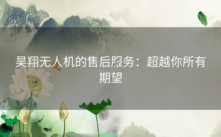 昊翔无人机的售后服务：超越你所有期望