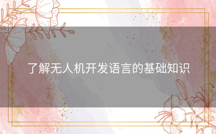 了解无人机开发语言的基础知识