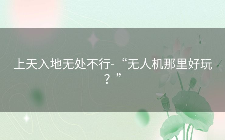 上天入地无处不行-“无人机那里好玩？”