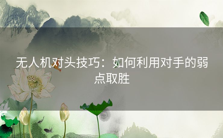 无人机对头技巧：如何利用对手的弱点取胜