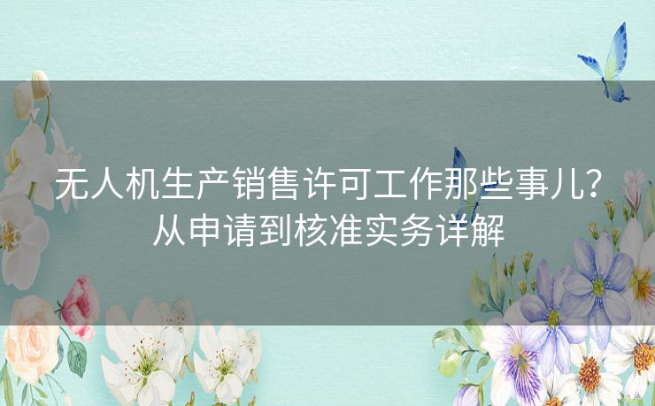 无人机生产销售许可工作那些事儿？从申请到核准实务详解