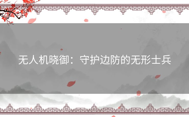 无人机晓御：守护边防的无形士兵