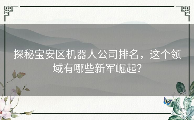 探秘宝安区机器人公司排名，这个领域有哪些新军崛起？