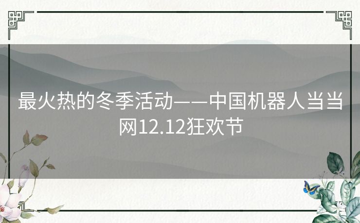 最火热的冬季活动——中国机器人当当网12.12狂欢节