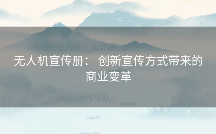 无人机宣传册： 创新宣传方式带来的商业变革