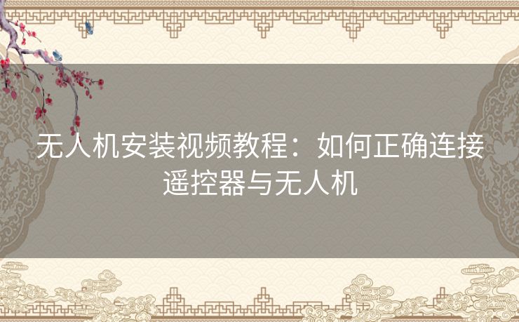 无人机安装视频教程：如何正确连接遥控器与无人机