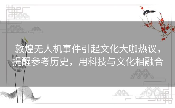 敦煌无人机事件引起文化大咖热议，提醒参考历史，用科技与文化相融合